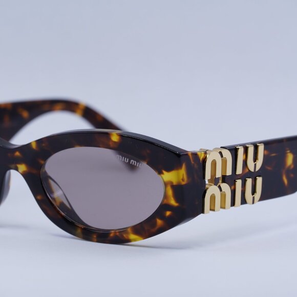 Miu Miu MU11WS 14L20I Sunglasses Havana Oval Frame, Purple Brown Lenses main image 8